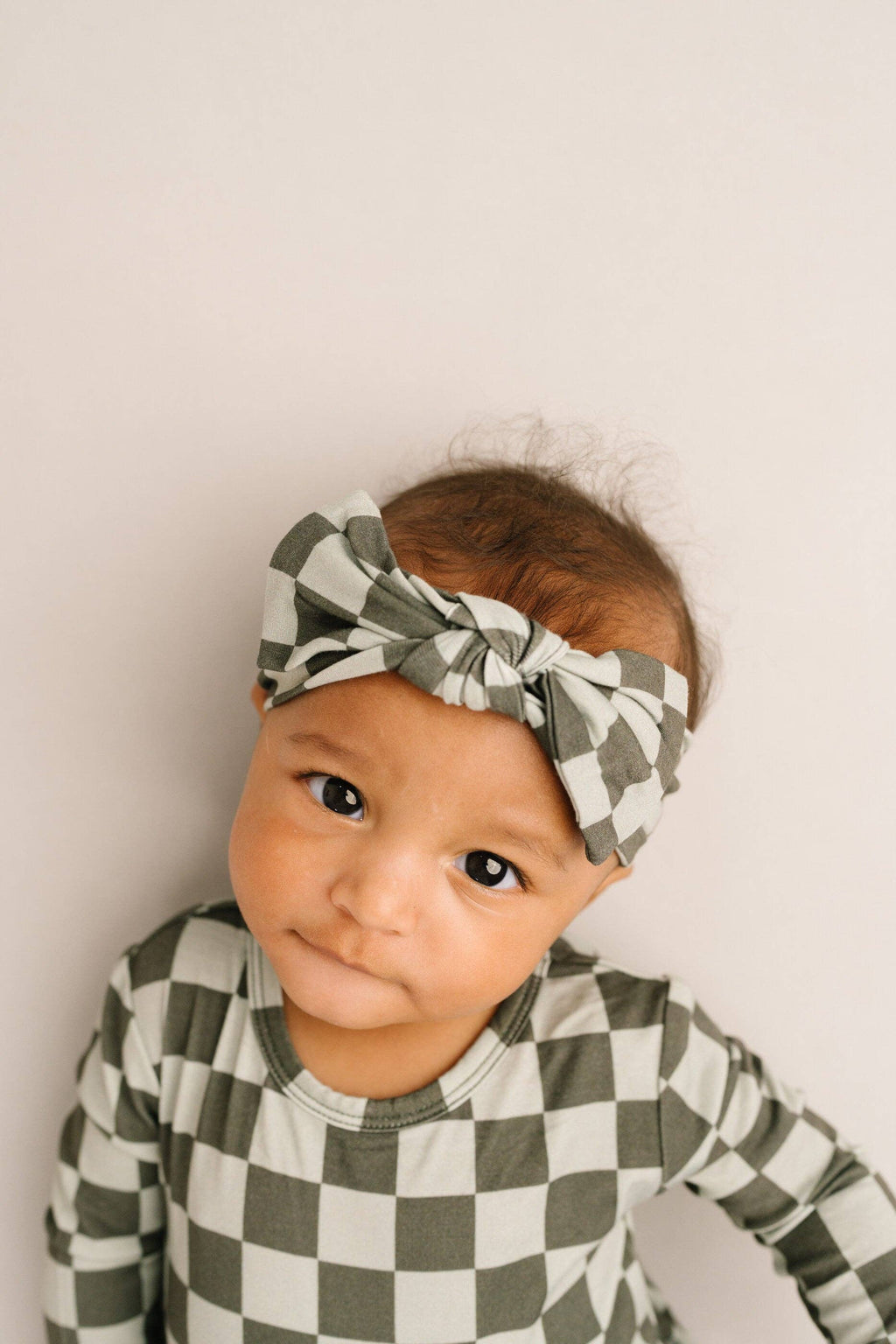 Pine Checkered Long Sleeve Bodysuit Bamboo Dress