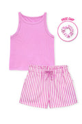 Girl's 2 pc Stripe Short Set w/ Matching Scrunchie