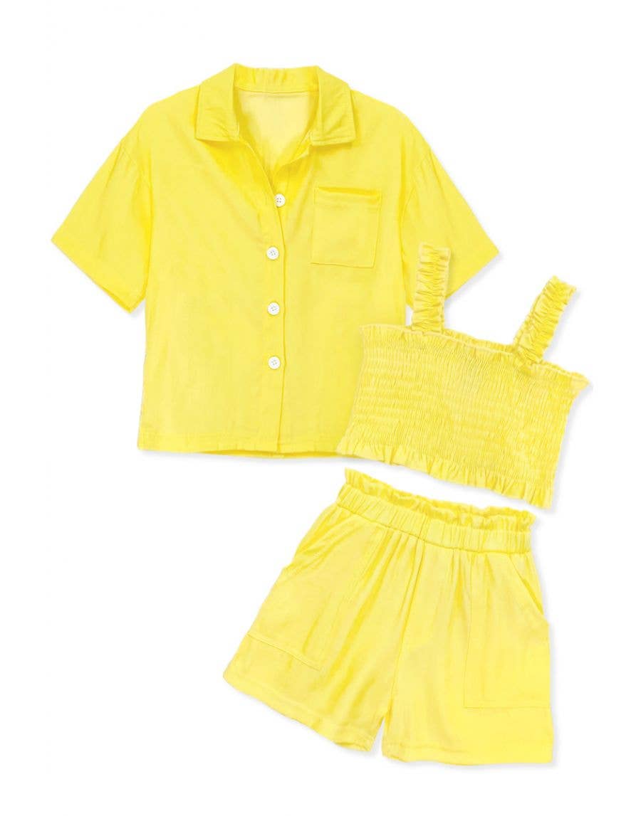 Toddler's 3 pc Short Set w/ Smocked Tank Top